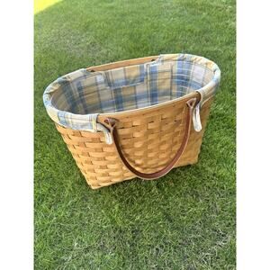 Longaberger 2003 Large Good Ol' Summertime Boardwalk Basket, Protector, Liner